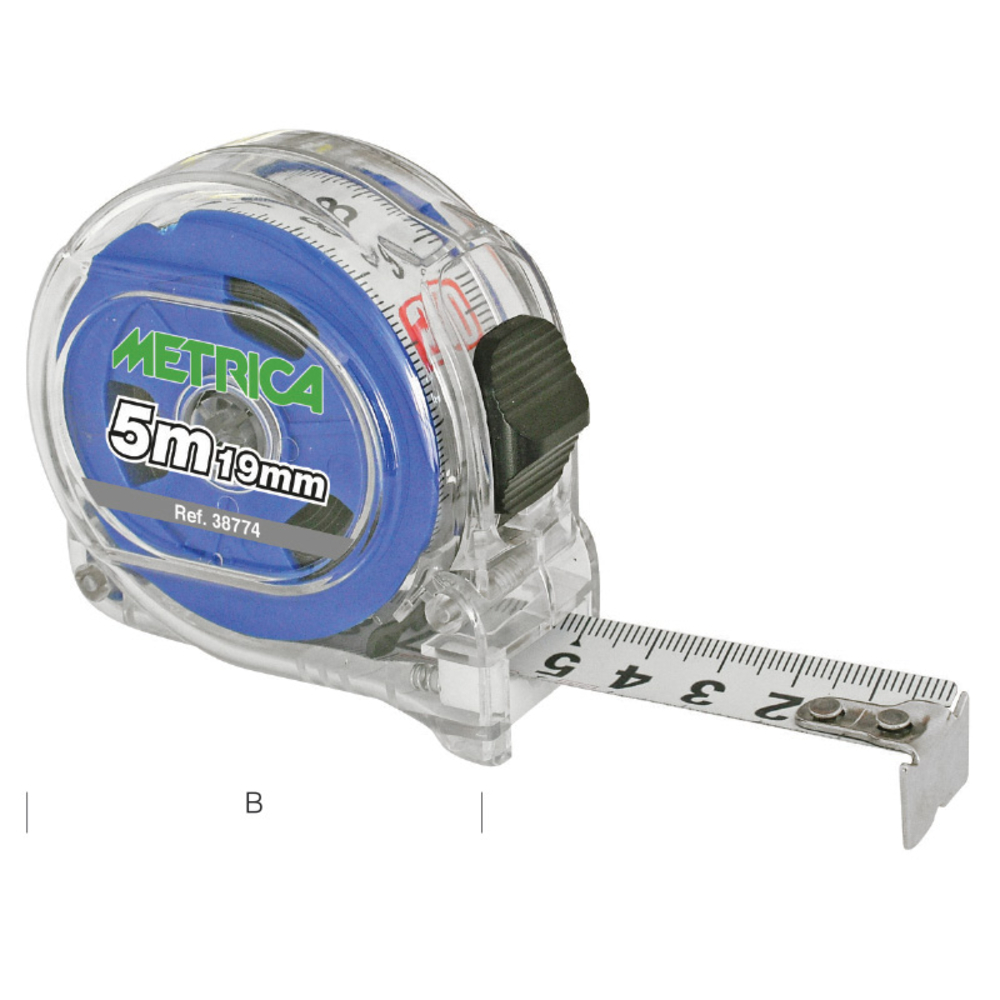 Mètre ruban transparent double graduation bleu METRICA - 38771