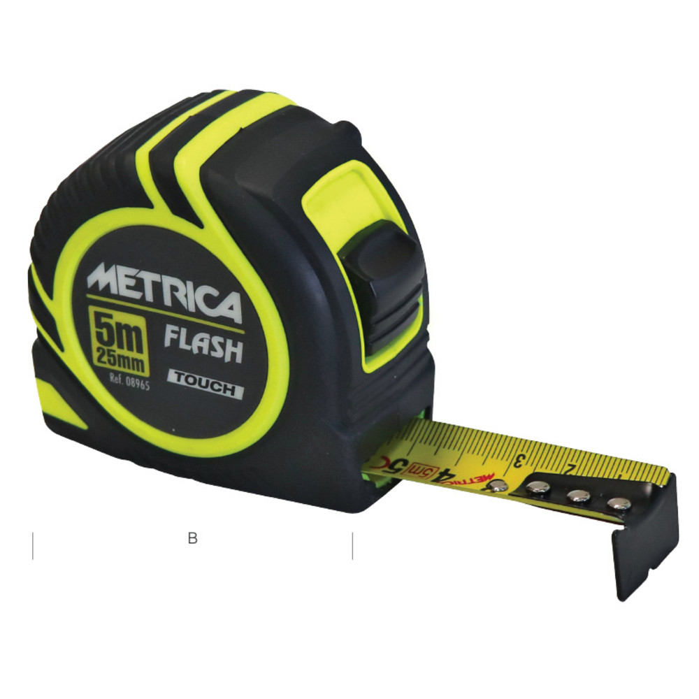 Metre ruban rubber touch flash 5m METRICA - 8964