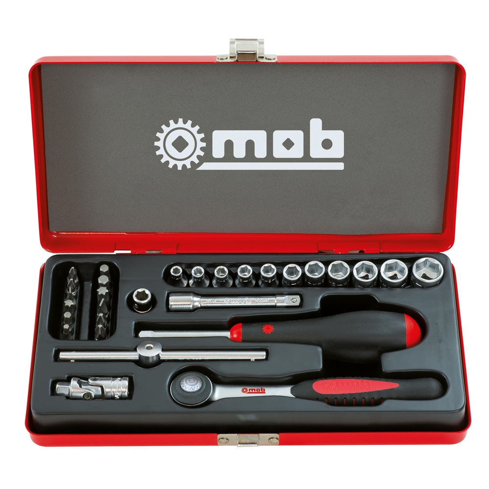 COFFRET DOUILLES METAL 29 PCS 1/4 6 PANS MOB - 0000983401