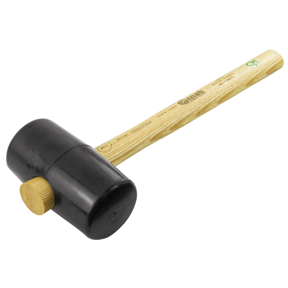 MAILLET CAOUTCHOUC NOIR TENDRE D65 MANCHE FRENE MOB - 0348065201
