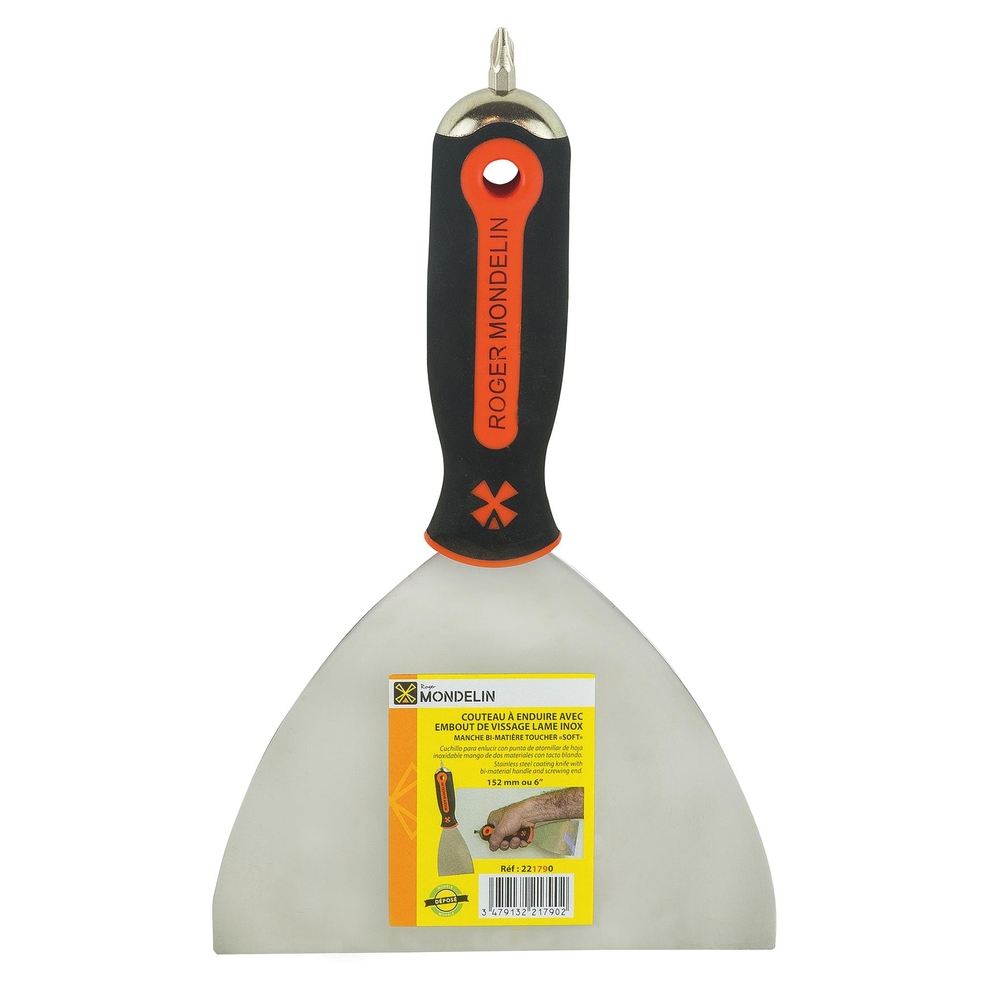 COUTEAU ENDUIRE 102MM INOX EMBOUT BIMAT MONDELIN - 221770