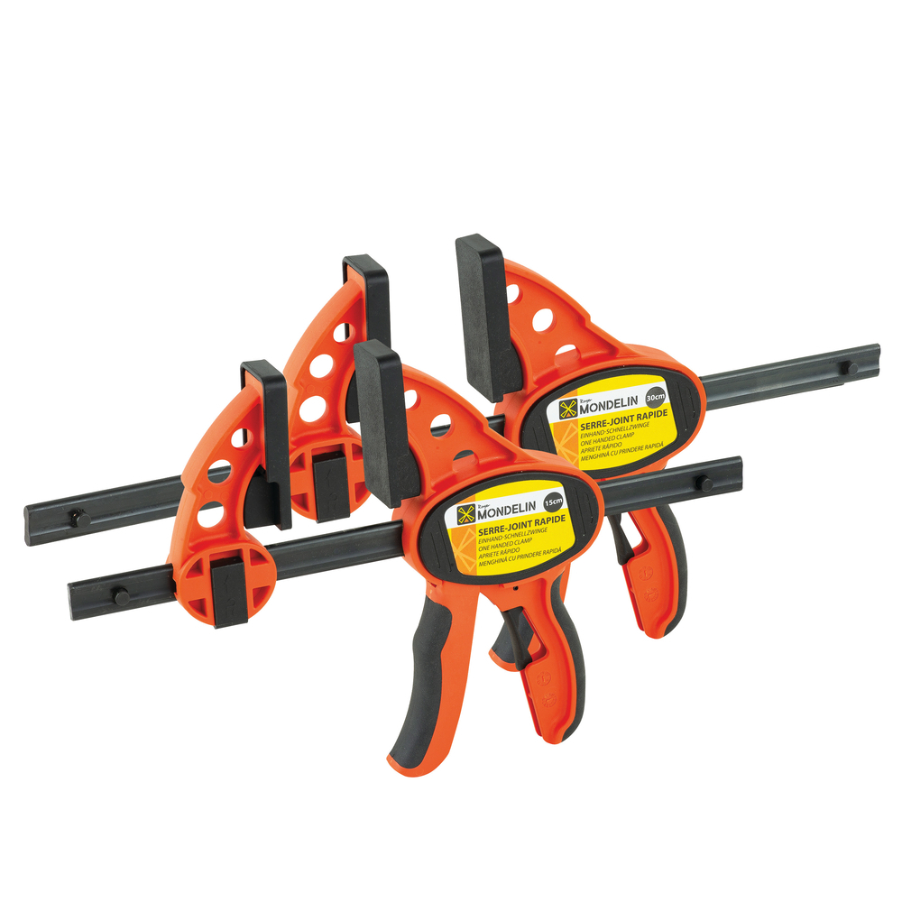 LOT DE 2 SERRE-JOINTS RAPIDES 1 MAIN - 15CM+30CM - MONDELIN - 509014