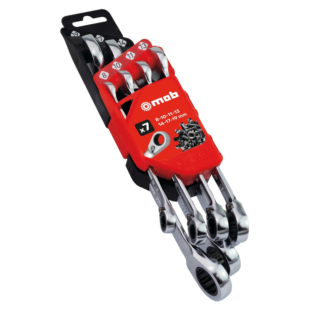 Monture de 7 clés mixtes à cliquet  (8-10-11-13-14-17-19) - MOB OUTILLAGE - 9002M07001