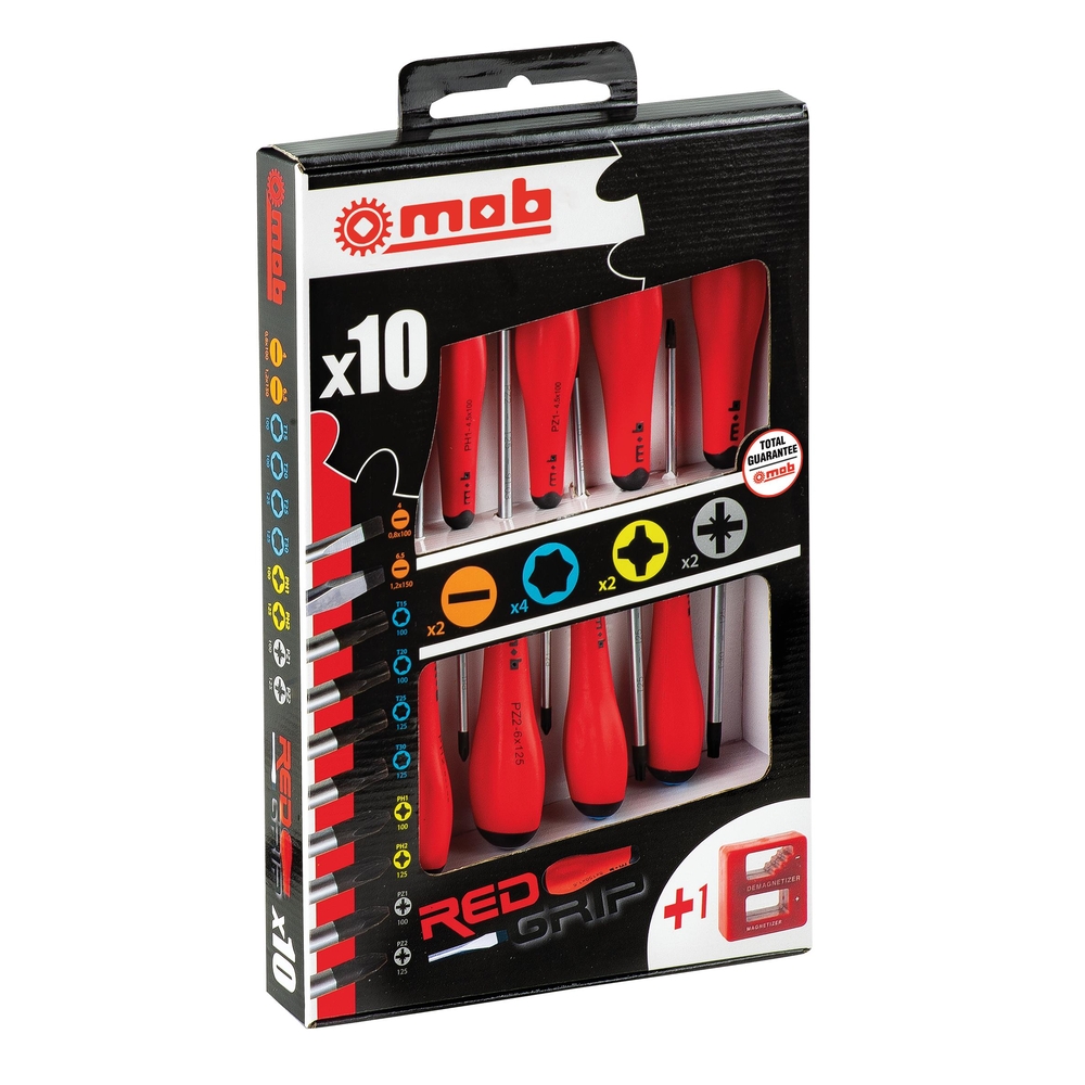 JEU 10 TOURNEVIS REDGRIP 2 F + 4 TORX + 2 PH+2 PZ MOB - 9129000801