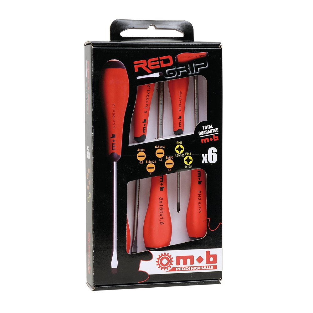 JEU 6 TOURNEVIS REDGRIP 4 FENTE+2 PH MOB - 9129001101