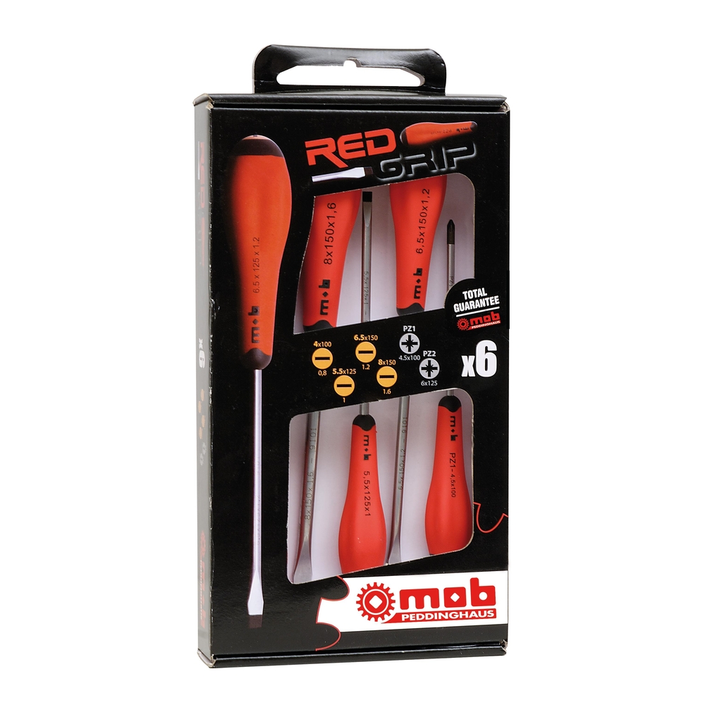 JEU 6 TOURNEVIS REDGRIP 4 FENTE + 2 PZ MOB - 9129001201