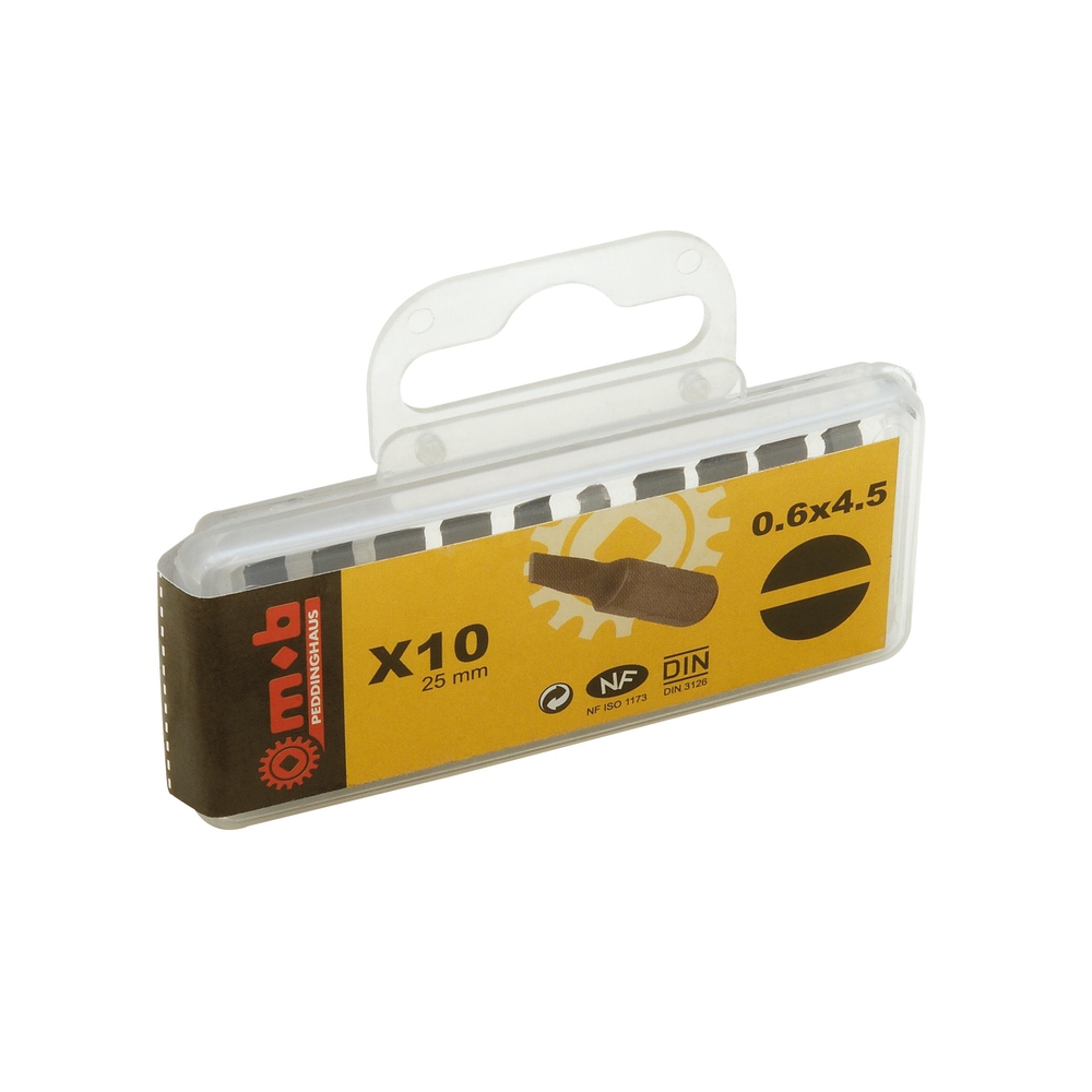 BOITE 10 EMBOUTS NUS 1/4 PLAT 1,2X6,5 MOB - 919A121401
