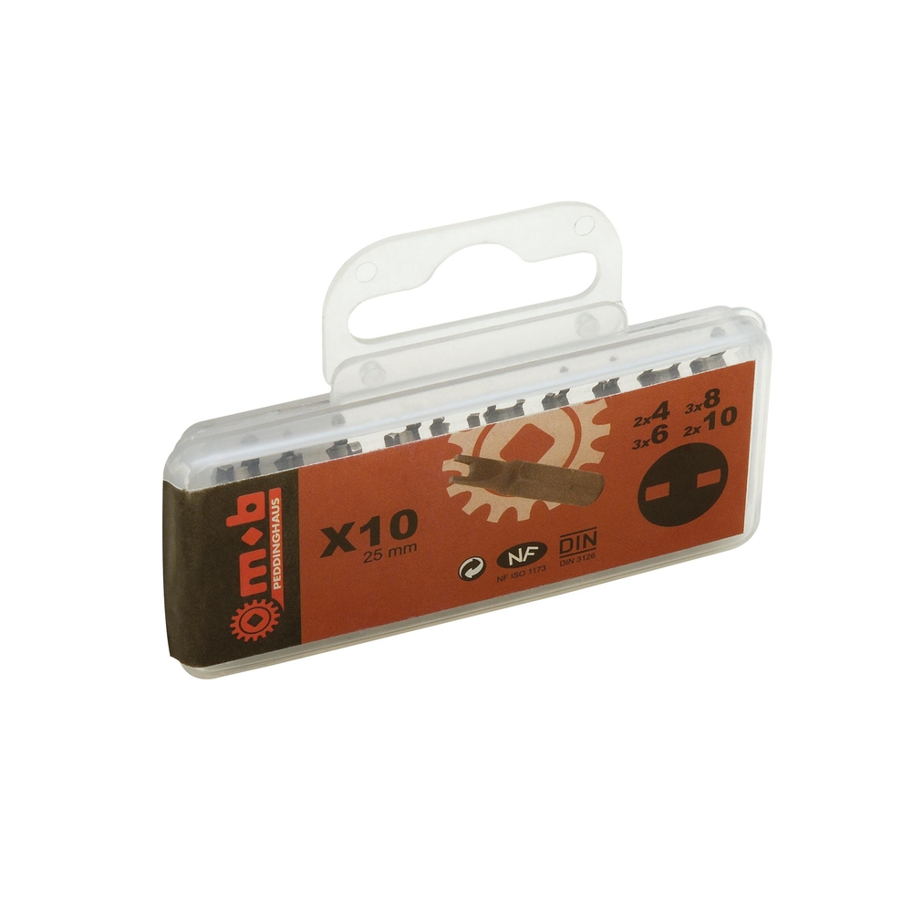 BOITE 10 EMBOUTS NUS 1/4 SPANNER S4+S6+S8+S10 MOB - 919I991401