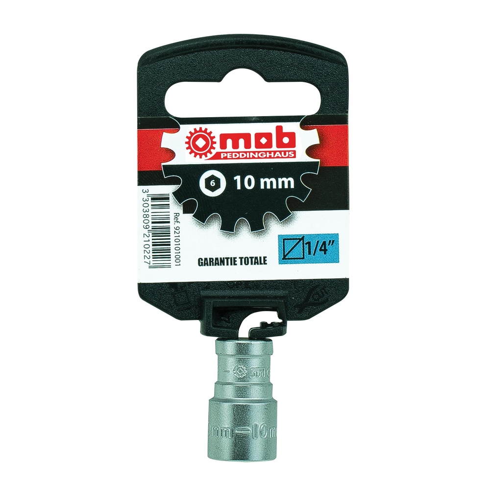DOUILLE CARREE STANDARD 6 PANS 1/4'' 10MM SUR CARTE MOB - 9210101001