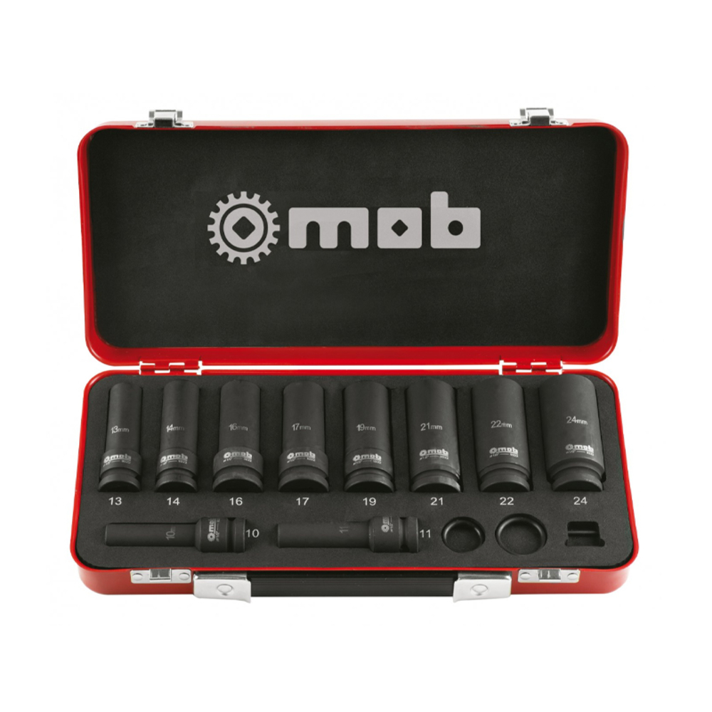 COFFRET METAL 10 DOUILLES IMPACT LONGUES 1/2 - MOB OUTILLAGE - 9222010501