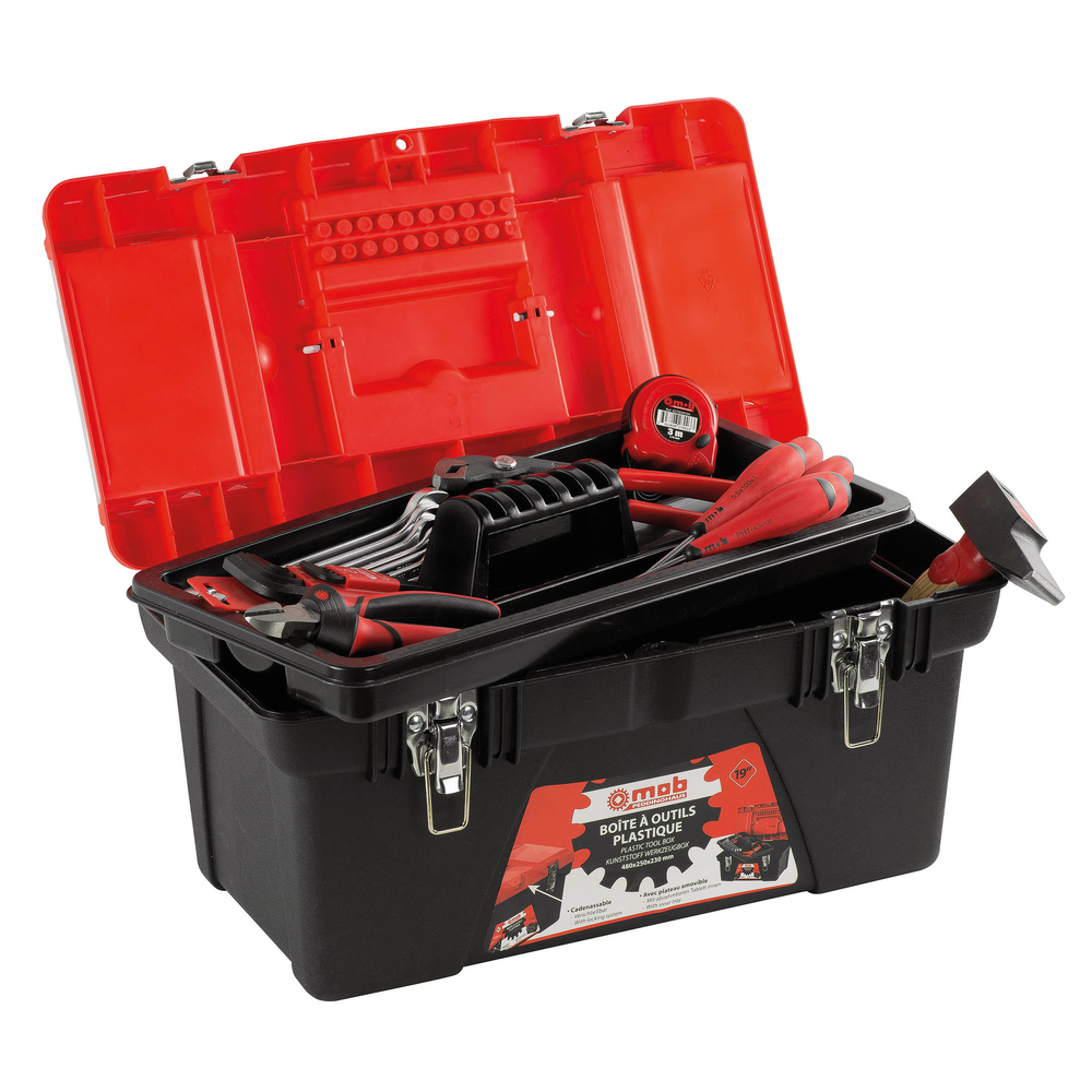 BOITE A OUTILS PLASTIQUE 19'' GARNIE 25 PIECES MOB - 9506025301