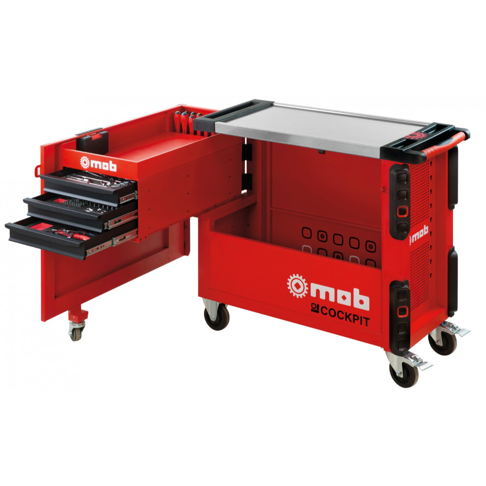 SERVANTE COCKPIT VIDE ROUGE 3 TIROIRS 4 ROUES - MOB OUTILLAGE - 9527000301