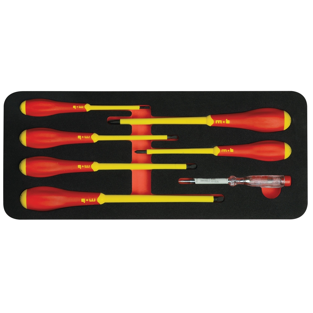 Module mousse 6 tournevis isolés 1000V + testeur - MOB OUTILLAGE - 9824007001
