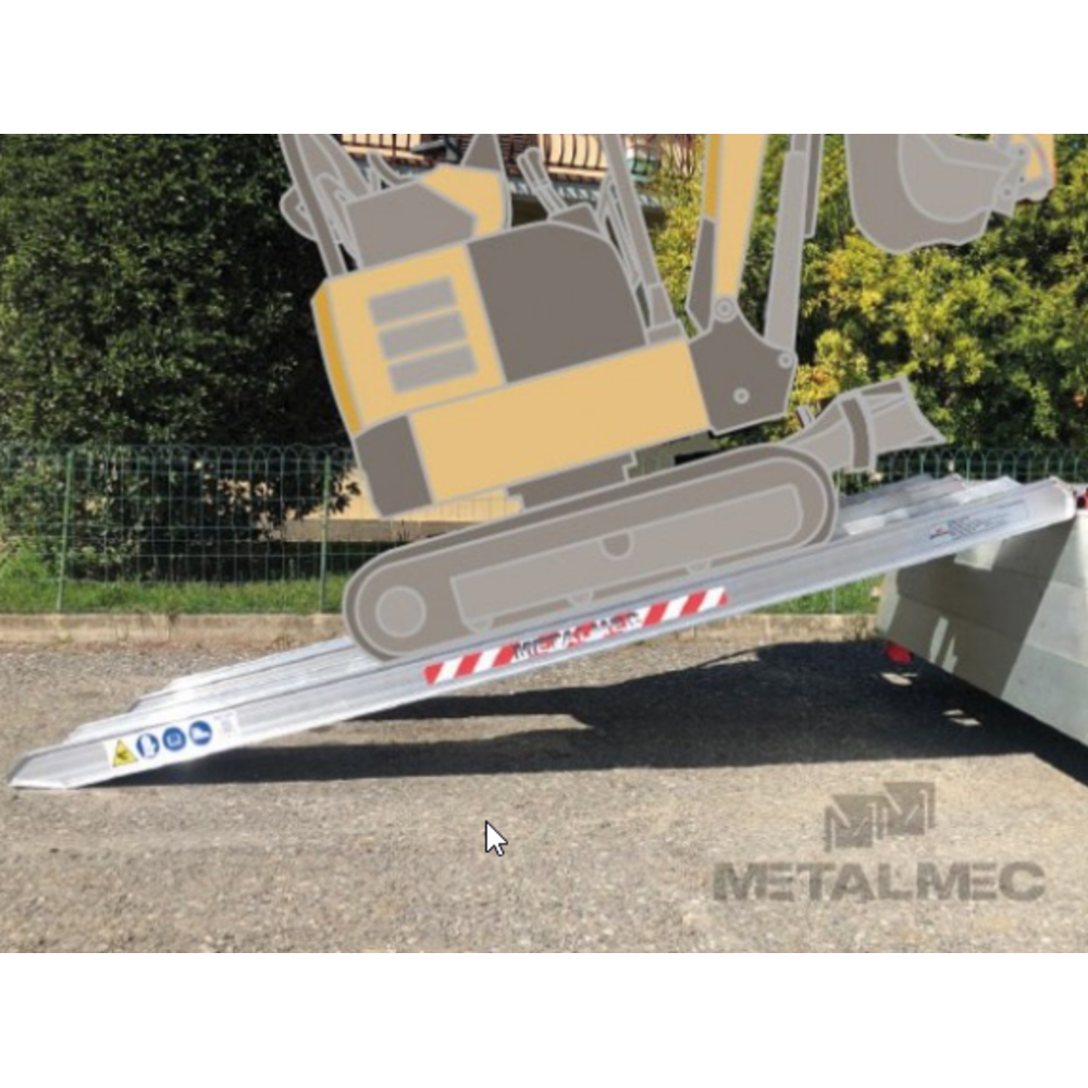 PAIRE DE RAMPES METALMEC 115 x 360 x 3485 2000 Kg AVEC BORDS - M076MM116BL3635