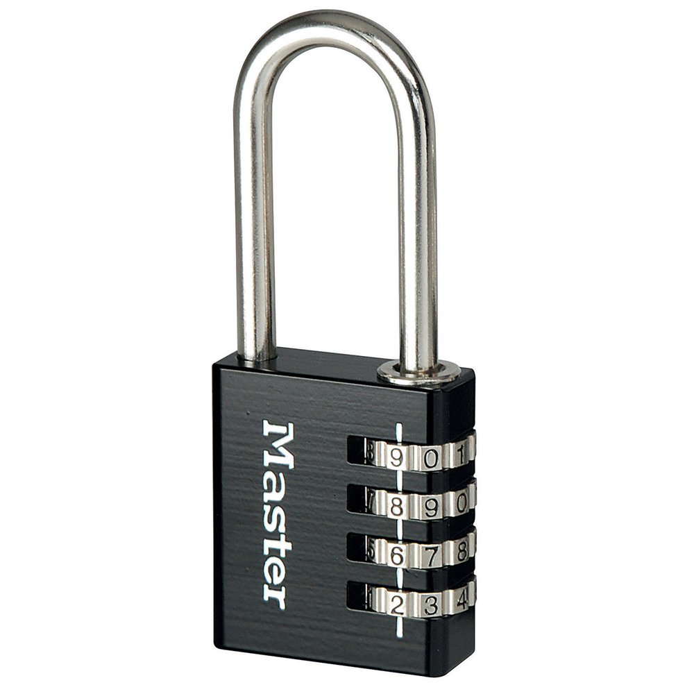 Cadenas 40m Aluminium  à combinaison 4 chiffres anse longue MASTERLOCK - 7640EURDBLKLH