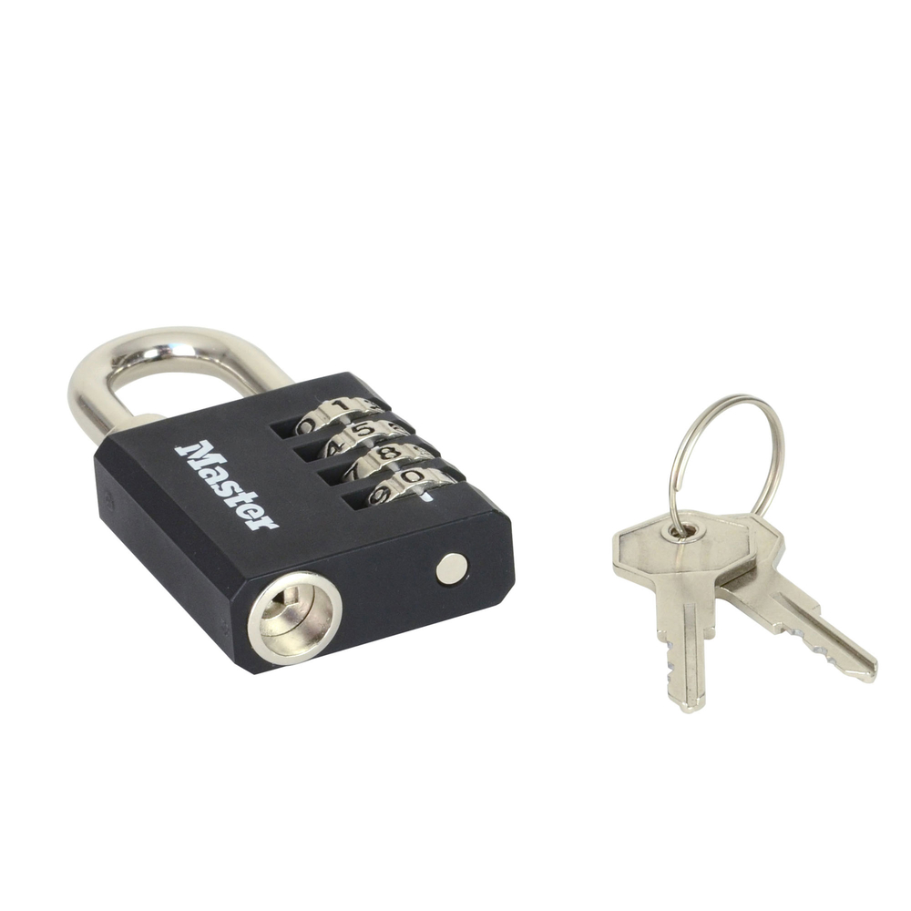 Cadenas 40mm Aluminium combinaison 4 chiffres avec clé de secours MASTERLOCK - 7641EURDBLK