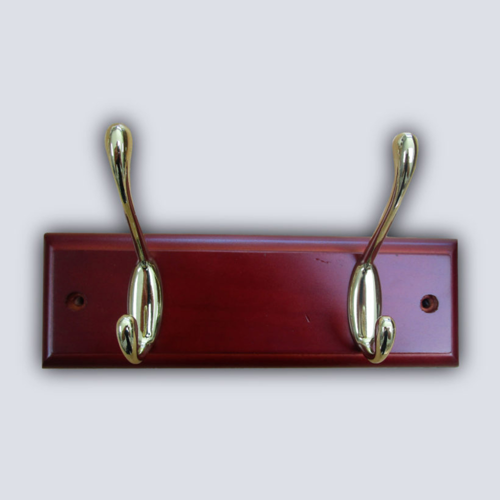 Portemanteaux 2 crochets en zamac finition acajou - crochets dorés - MOTTEZ - B072BAC