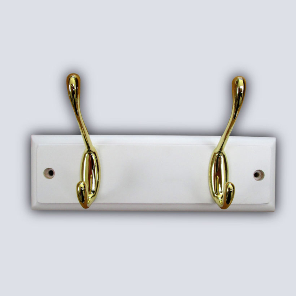 Portemanteaux 2 crochets en zamac fini coloris blanc - crochets dorés - MOTTEZ - B072BBC