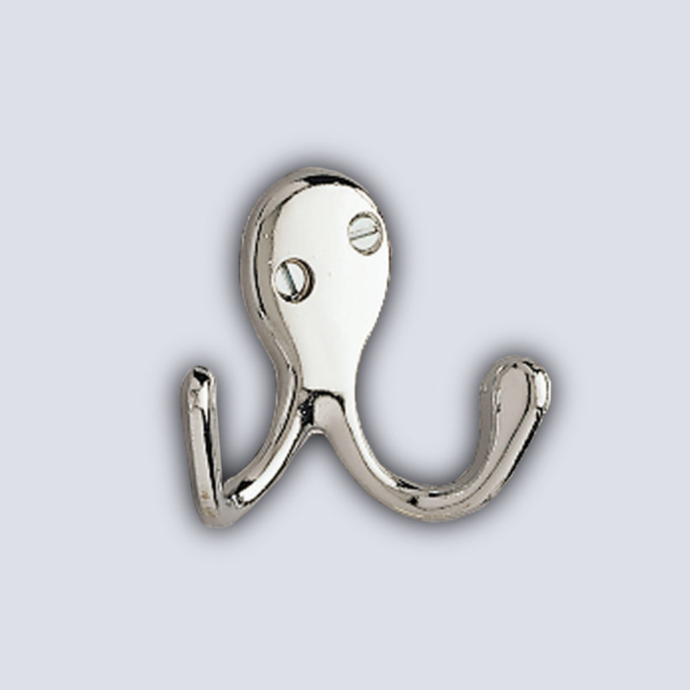 Crochet double horizontal en zamac - Coloris chromé - MOTTEZ - B073B2CH