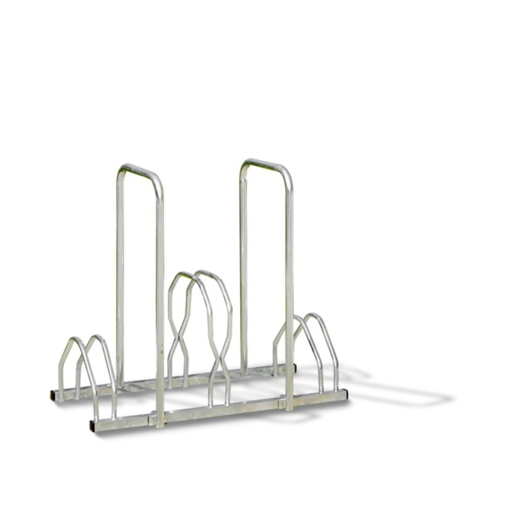Râtelier 3 vélos sur 2 niveaux avec 2 arceaux pour antivol - MOTTEZ - B129V3AR
