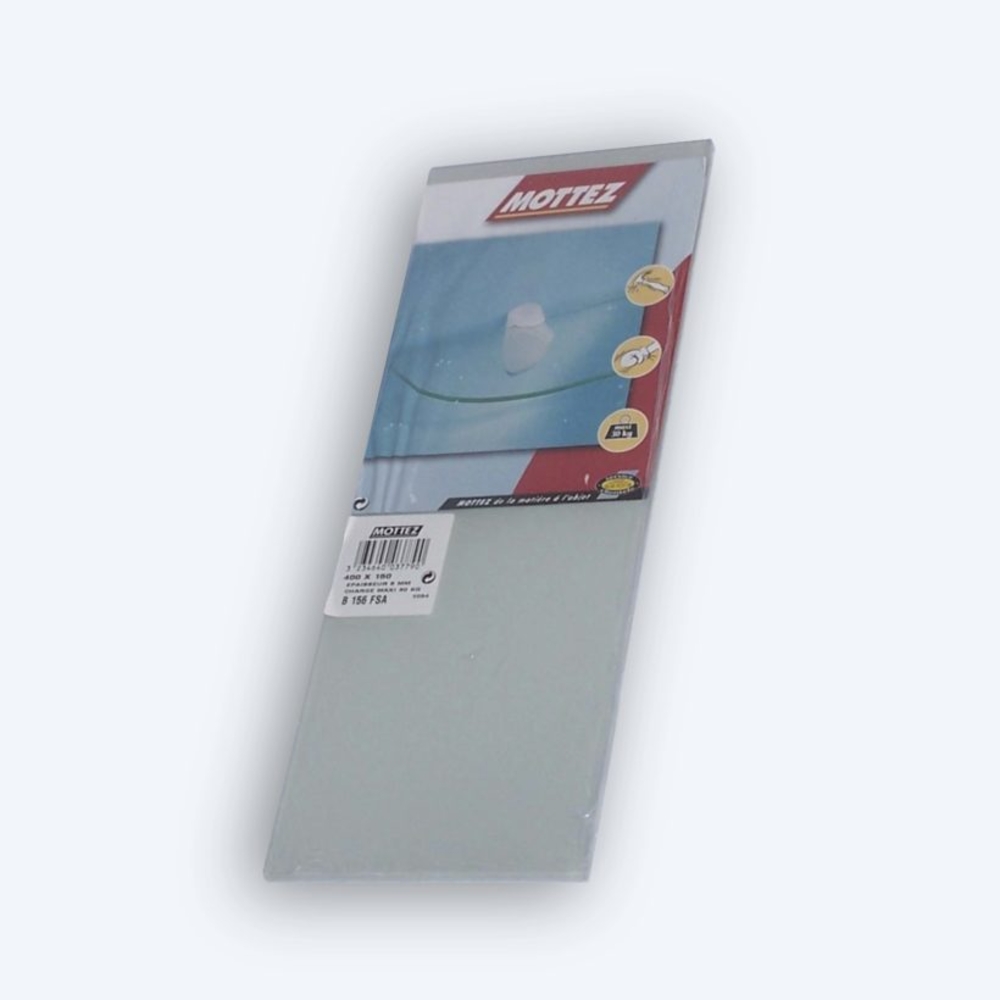 Tablettes verre sablée 2 coins carrés 80 x 15 cm - MOTTEZ - B151FSA