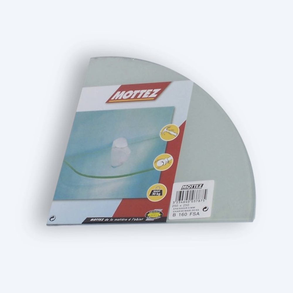 Tablettes verre sablée 1/4 rond 25 x 25 cm - MOTTEZ - B160FSA