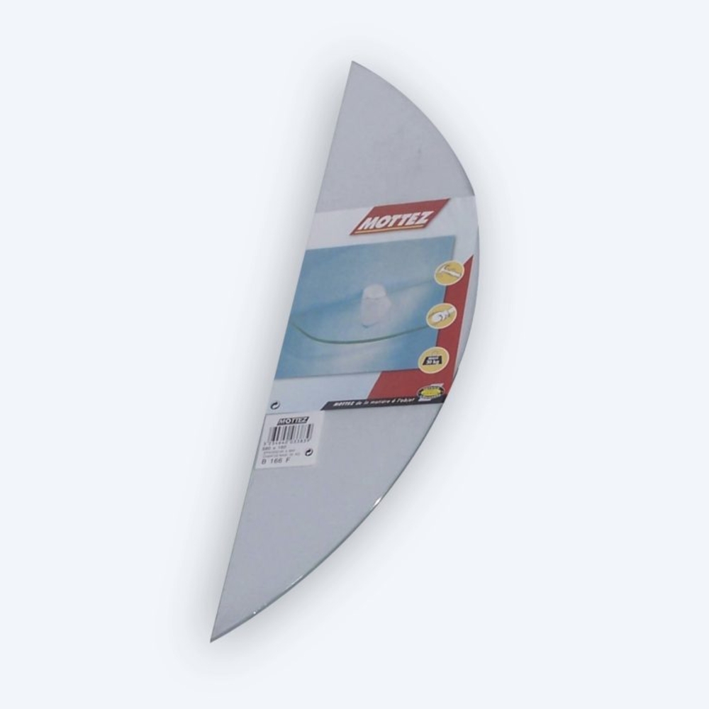 Tablettes verre transparente 1/2 lune 58 x 16 cm - MOTTEZ - B166F