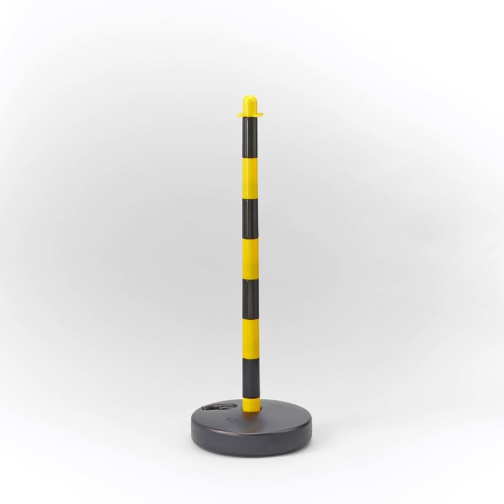 Potelet plastique sur coupelle ronde jaune et noir - MOTTEZ - B360CNOJAROND