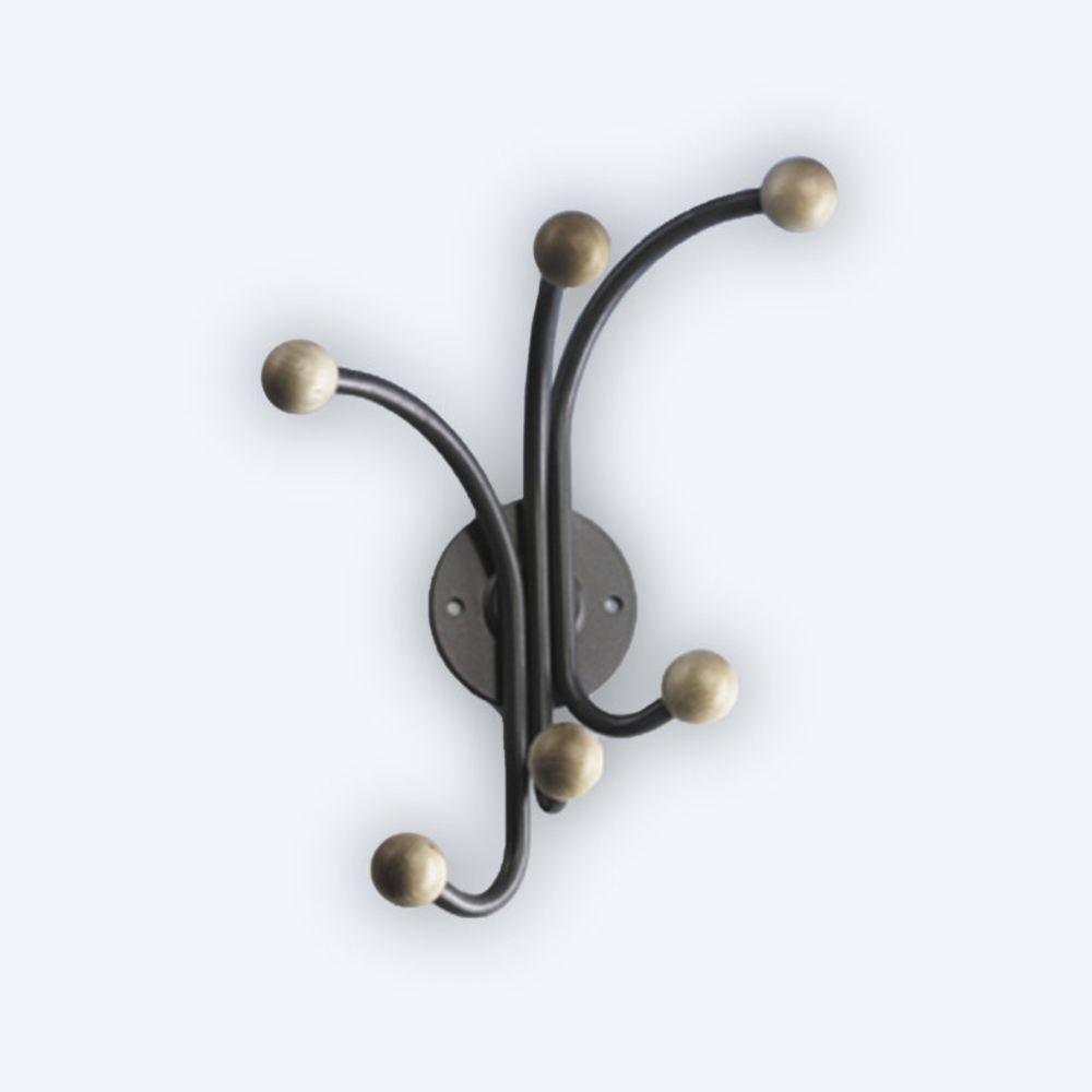 Portemanteaux 6 crochets + boules bois Coloris blanc - MOTTEZ - B721QBC