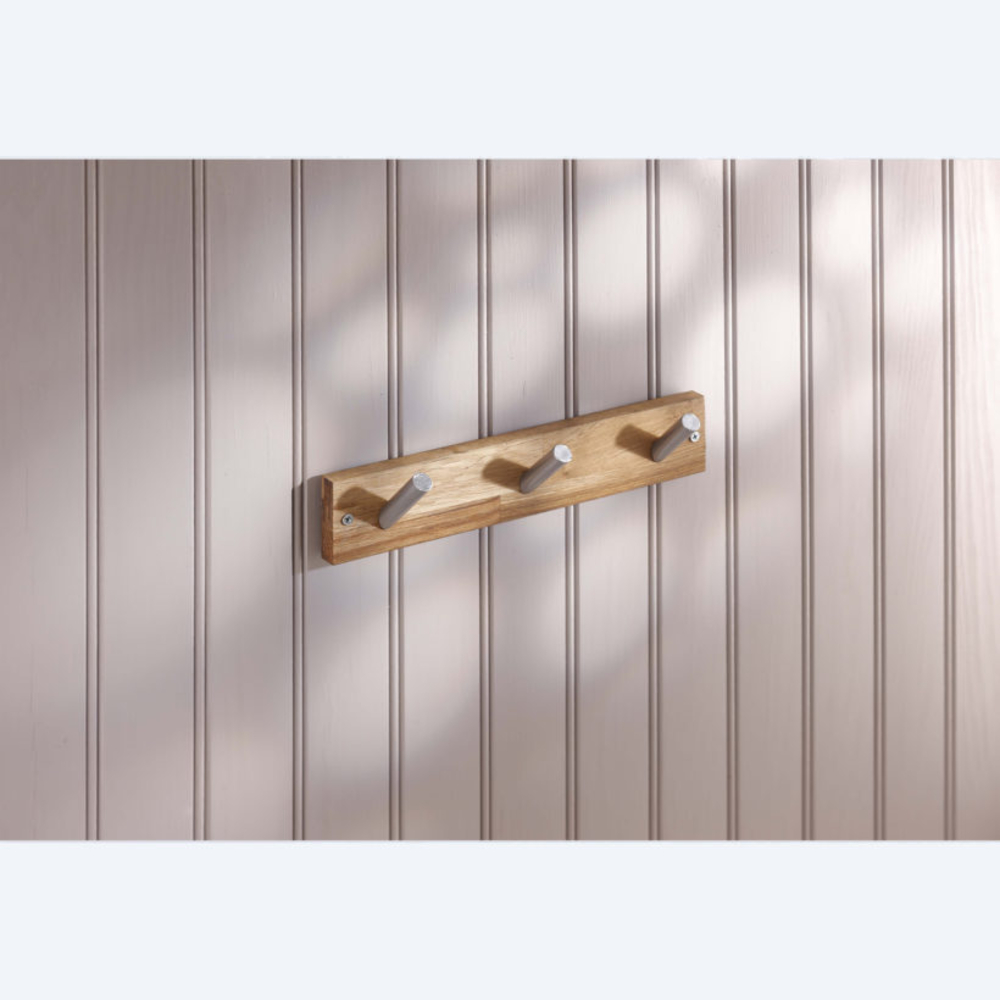 Portemanteaux 3 patères inox sur support chêne - MOTTEZ - B728V3