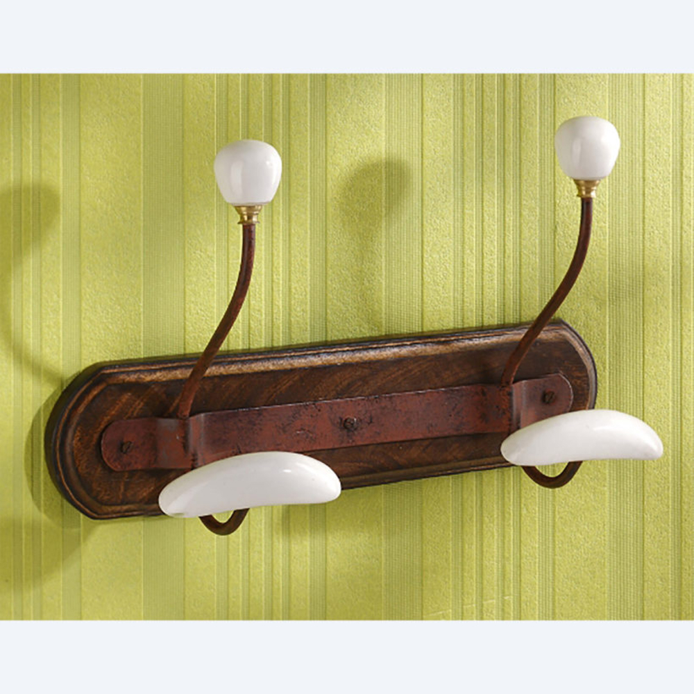  Portemanteaux bois + porcelaine 2 patères  - MOTTEZ - B854V2
