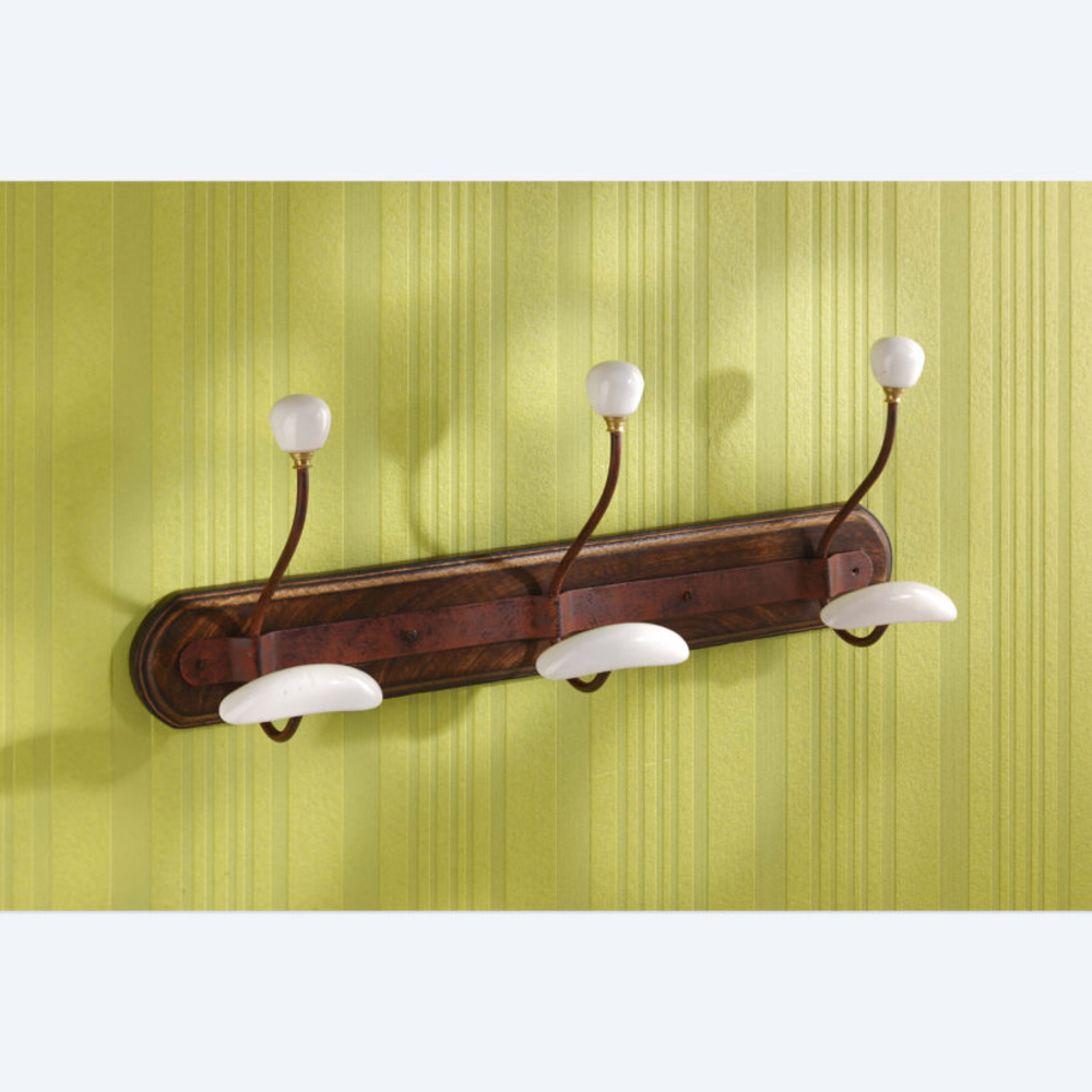  Portemanteaux bois + porcelaine 3 patères  - MOTTEZ - B854V3