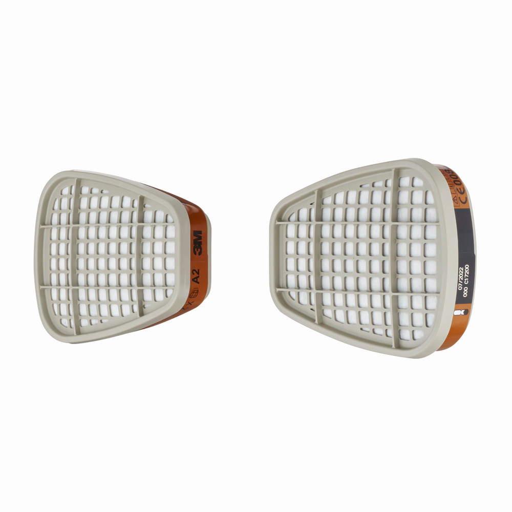 Filtres 6055 ANTI-GAZ A2 pour demi masque série 6000 - 1 paire - 3M - 6055N01 00