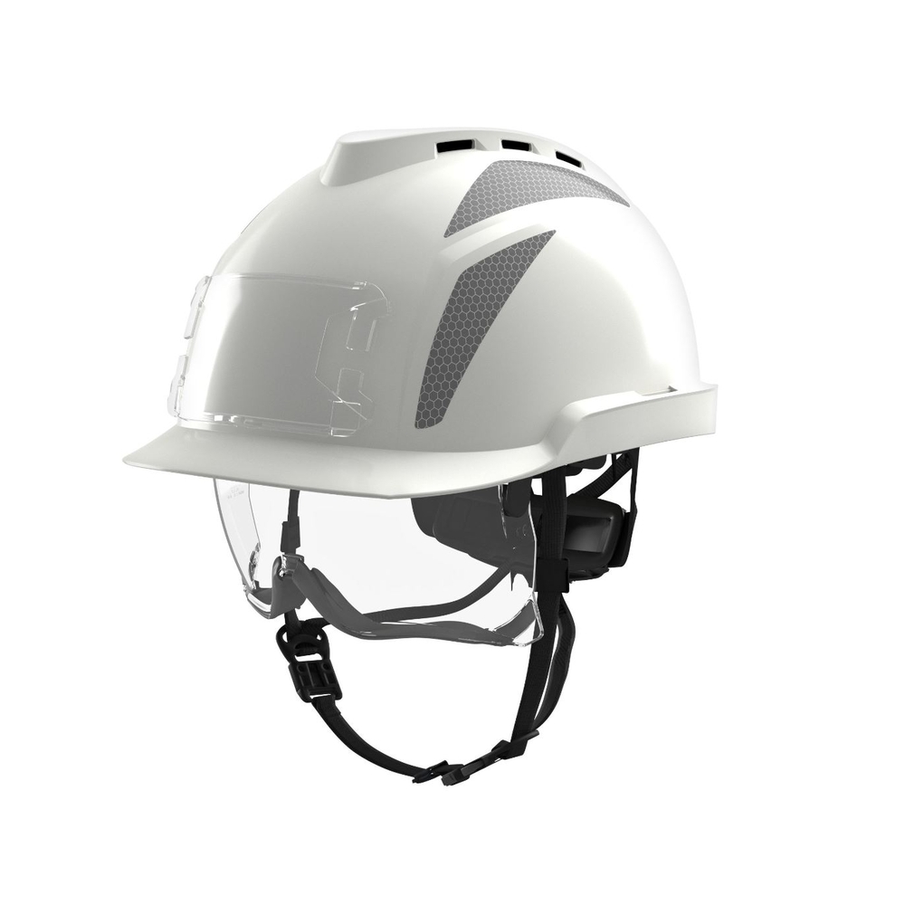 Lot 20 Casques de chantier MSA ventilé V-GARD 930 avec surlunettes GVC1A-C0005G0-000