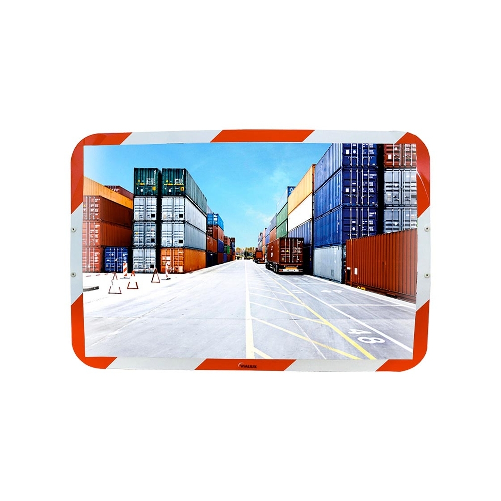 Miroir contour rouge et blanc Ecomir Optique 560x360mm - Cadre 600x400mm - Ecomir - VIALUX - 654