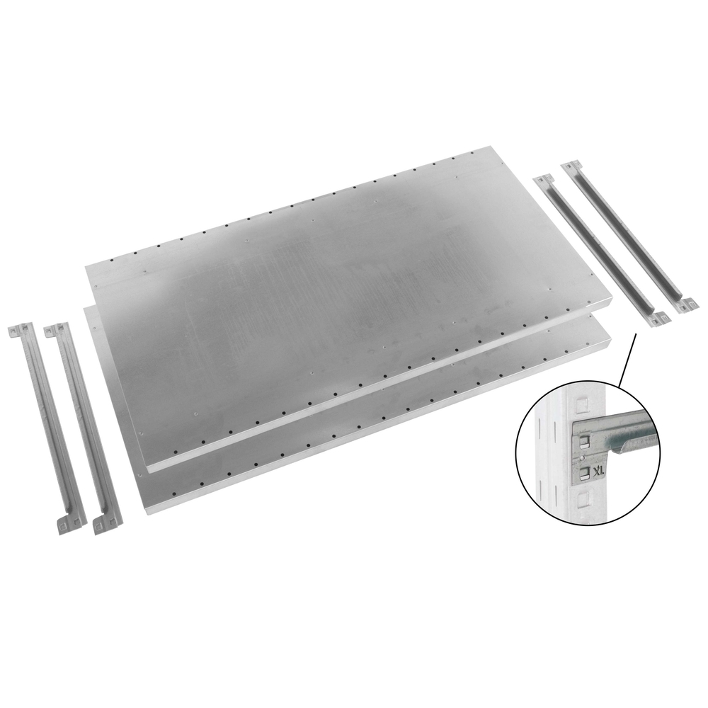 Rayonnage Adaptiv XL - Lot de 2 tablettes perforées galva L 1250xP 500mm - MANORGA - ATL2TABTOLHOR1250