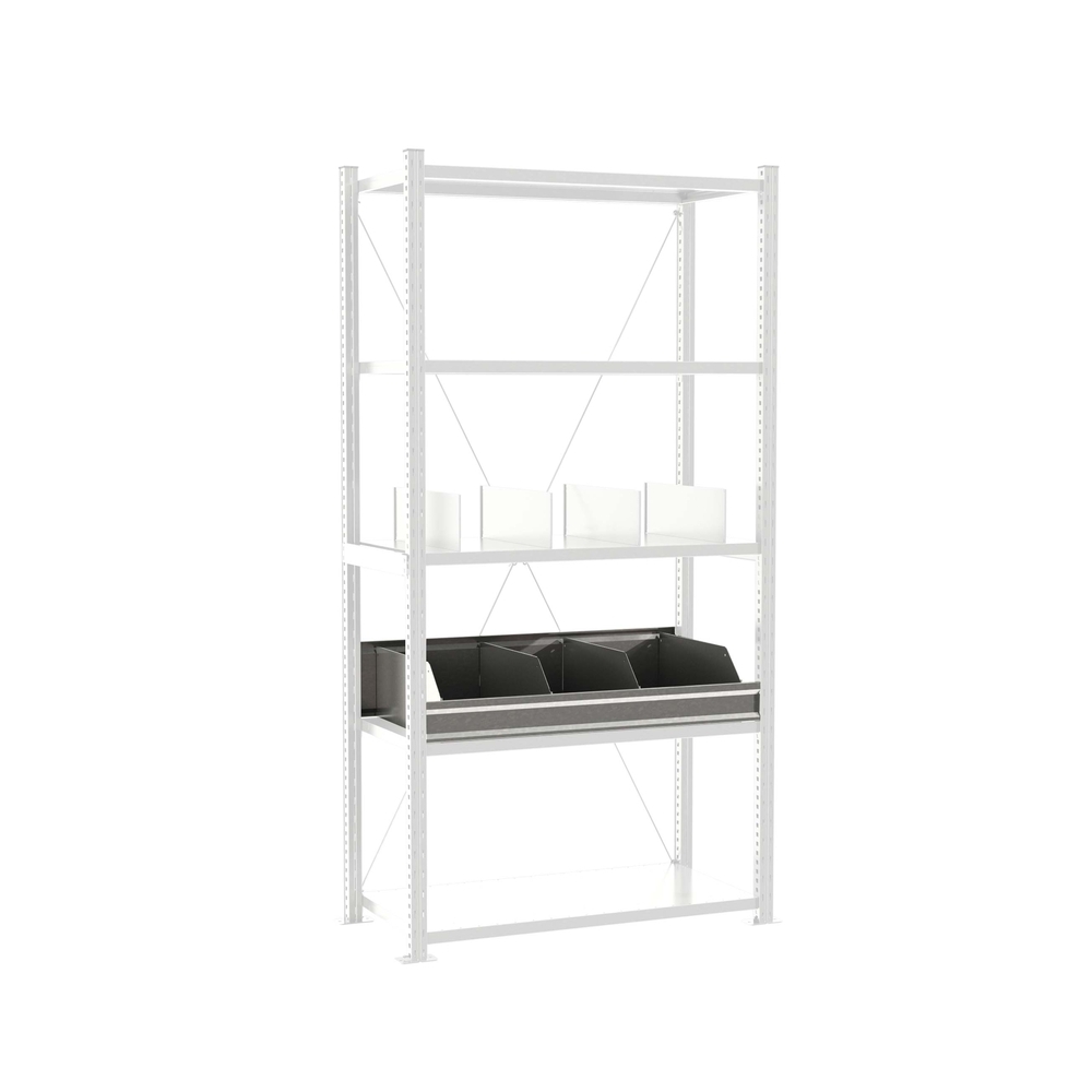 Casier de rangement + 4 séparations galva L 1250xP 500mm - Gamme Adaptiv - MANORGA - BTCAS4SEPAINC1250