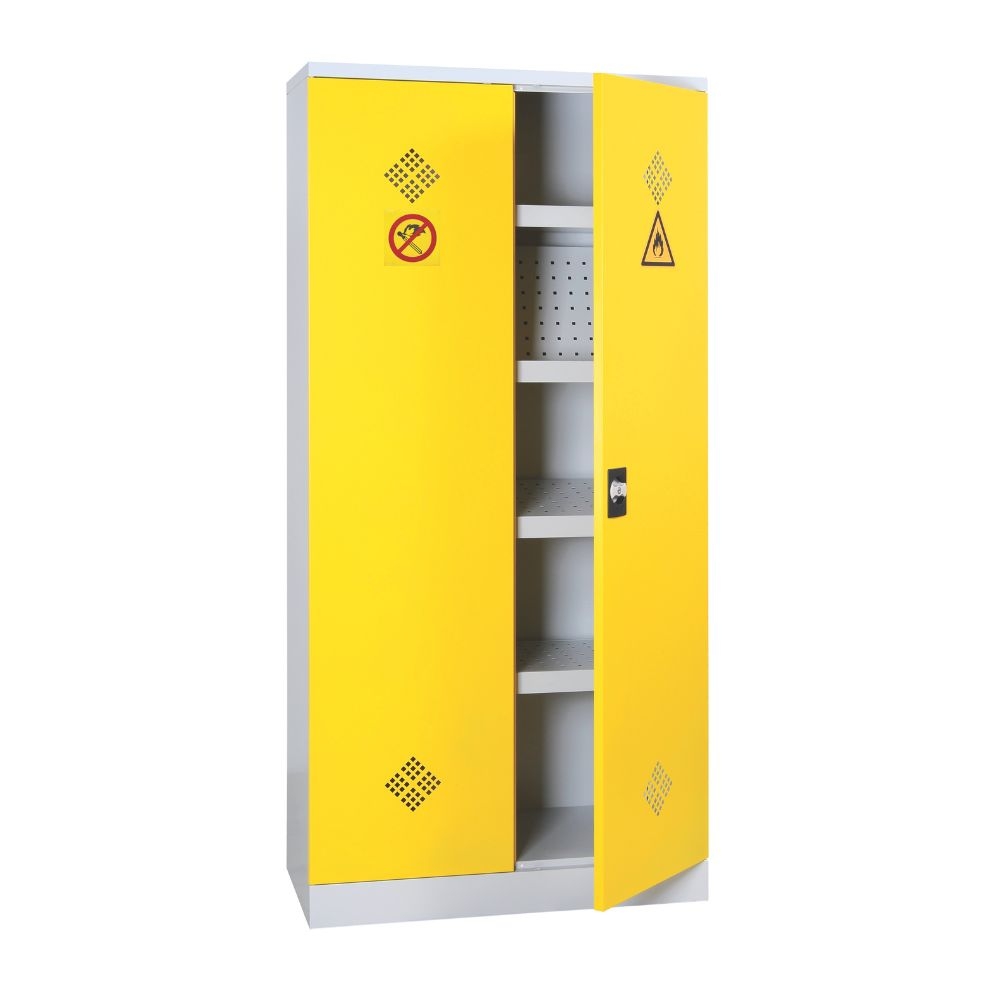 Armoire stockage pour produits chimiques 2 portes 195x92x42cm jaune - MOBIKA - AR-CH-001