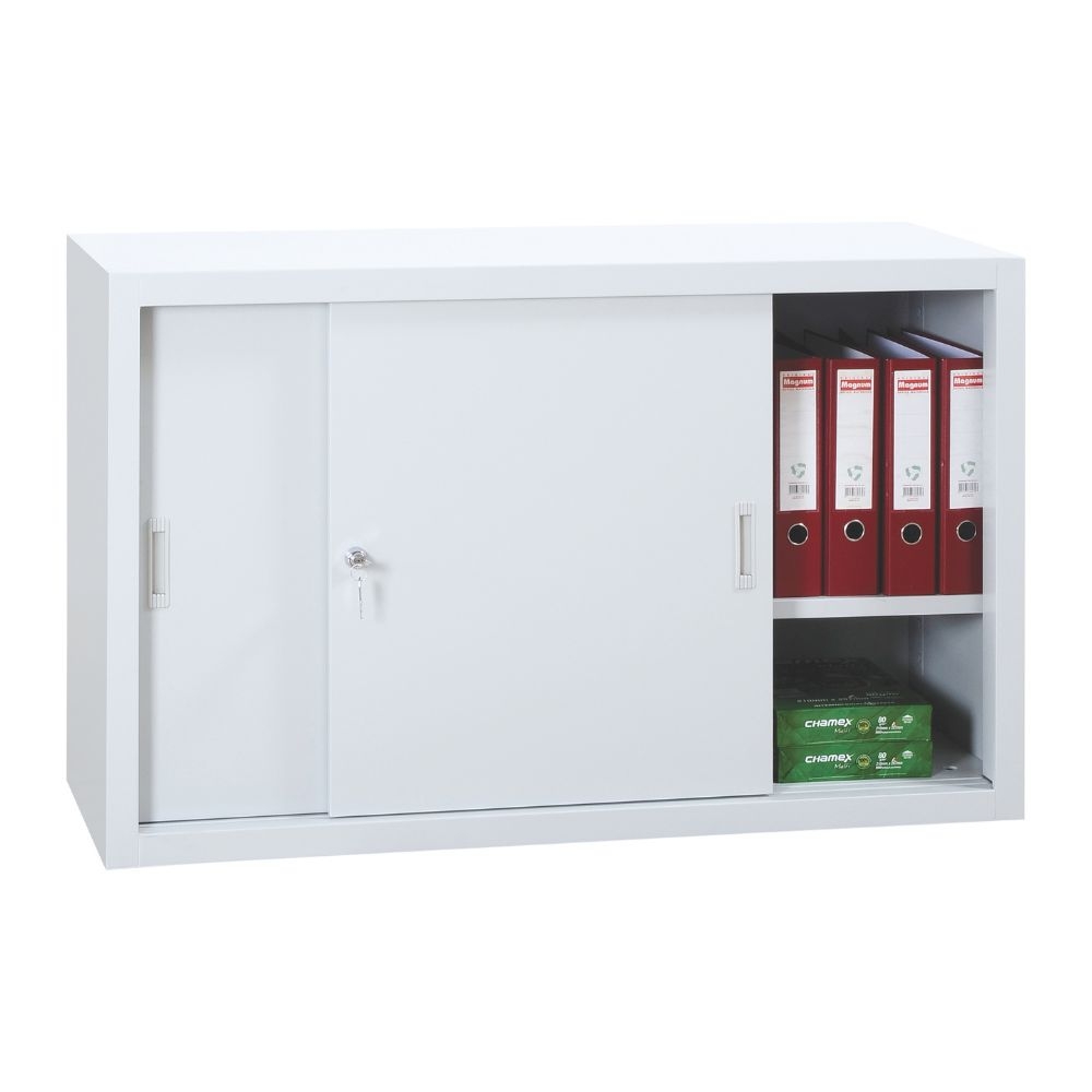 Armoire porte coulissante grise 75x120x45cm - MOBIKA - AR-PC-001