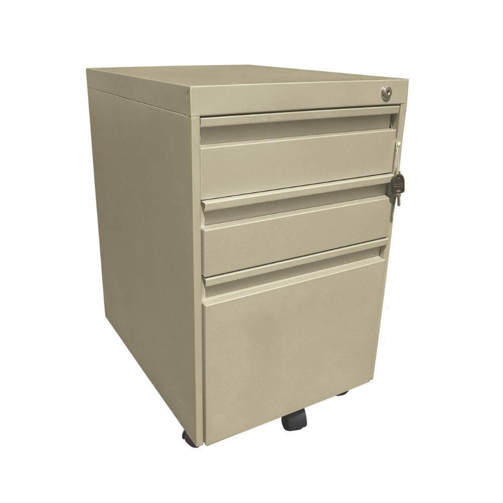 Caisson mobile métallique beige 2 tiroirs + 1 dossier suspendu - MOBIKA - BU-CA-063