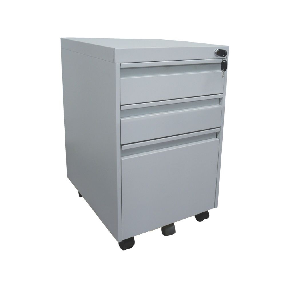 Caisson mobile métallique gris 2 tiroirs + 1 dossier suspendu - MOBIKA - BU-CA-064