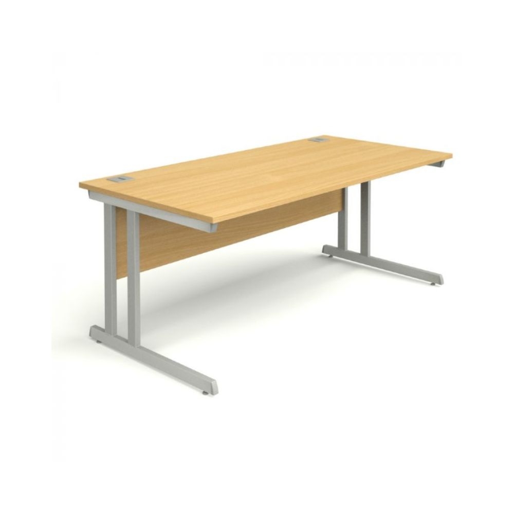 Bureau hêtre avec pieds gris alu 160x80x73cm - MOBIKA - BU-PL-103