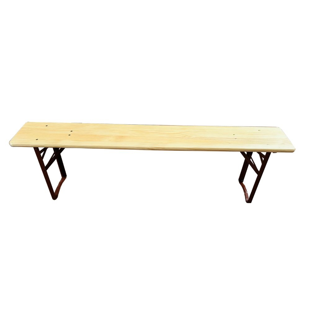 Banc pliant 160cm 1 latte bois structure métallique marron - MOBIKA - RE-BA-017
