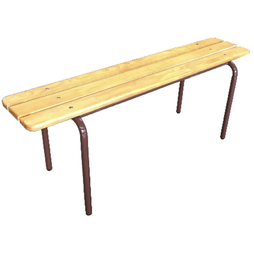 Banc empilable 1200x340x450mm 3 lattes bois pieds métalliques marron - MOBIKA - RE-BA-036