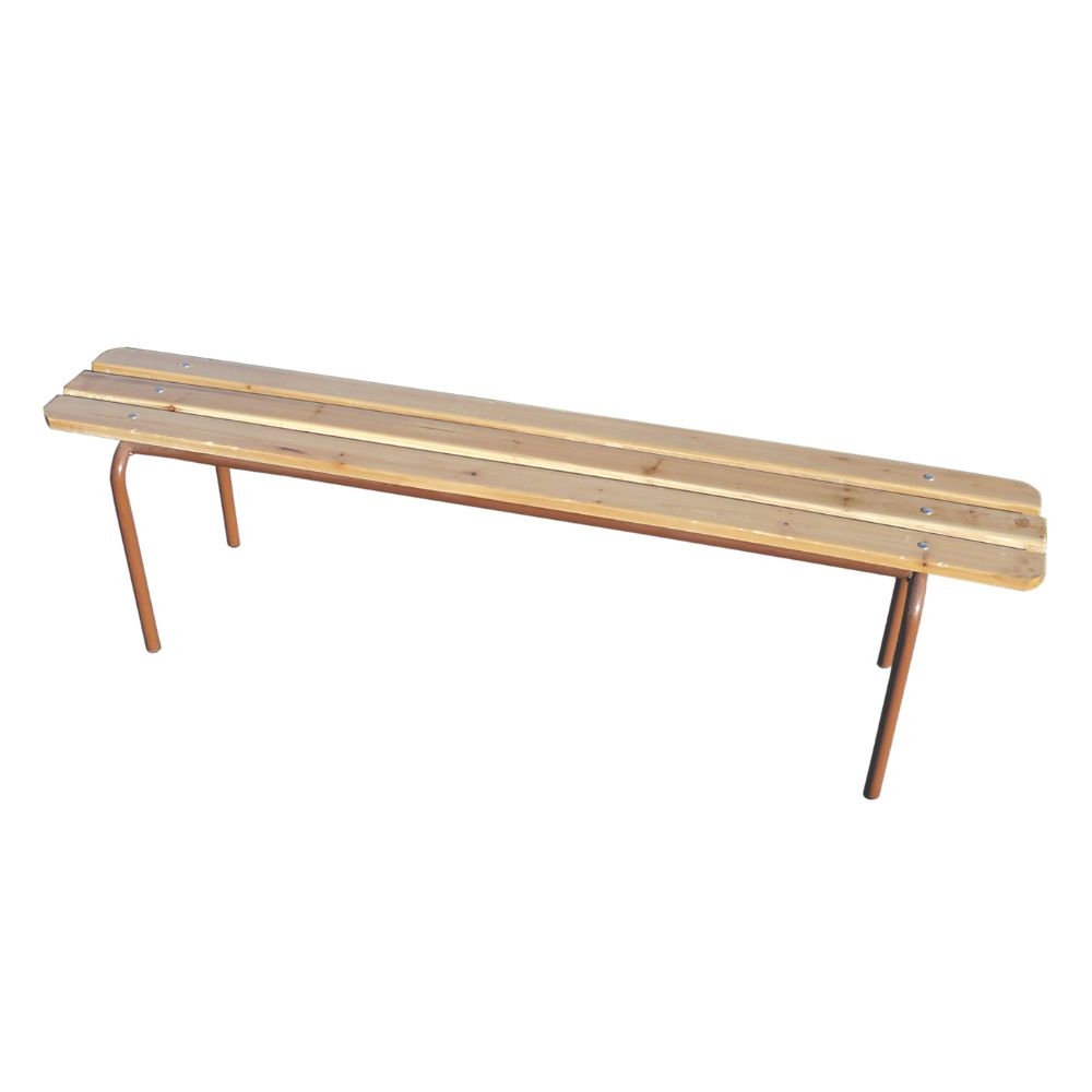 Banc empilable 160x34x45cm 3 lattes bois 2 pieds métalliques marron - MOBIKA - RE-BA-037