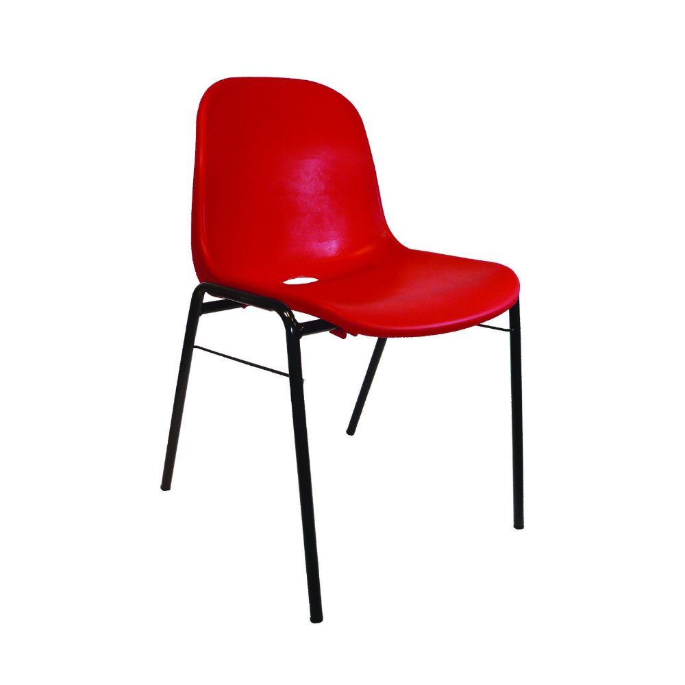 Chaise coquille rouge pieds noir 150kg max - MOBIKA - RE-SI-016/01