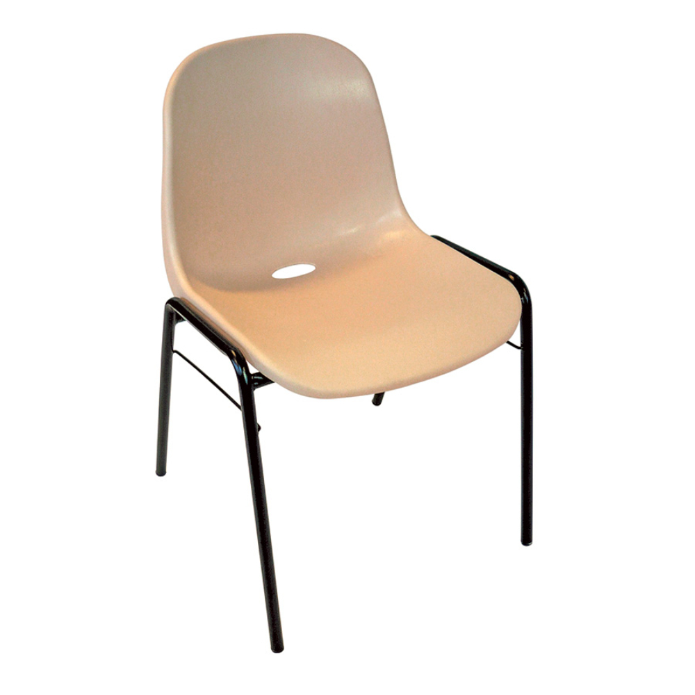 Chaise coquille beige pieds noir 150kg max - MOBIKA - RE-SI-018/01
