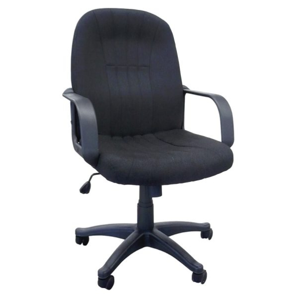 Fauteuil de direction tissu noir bas dossier basculant et réglable en hauteur - MOBIKA - SI-DI-019