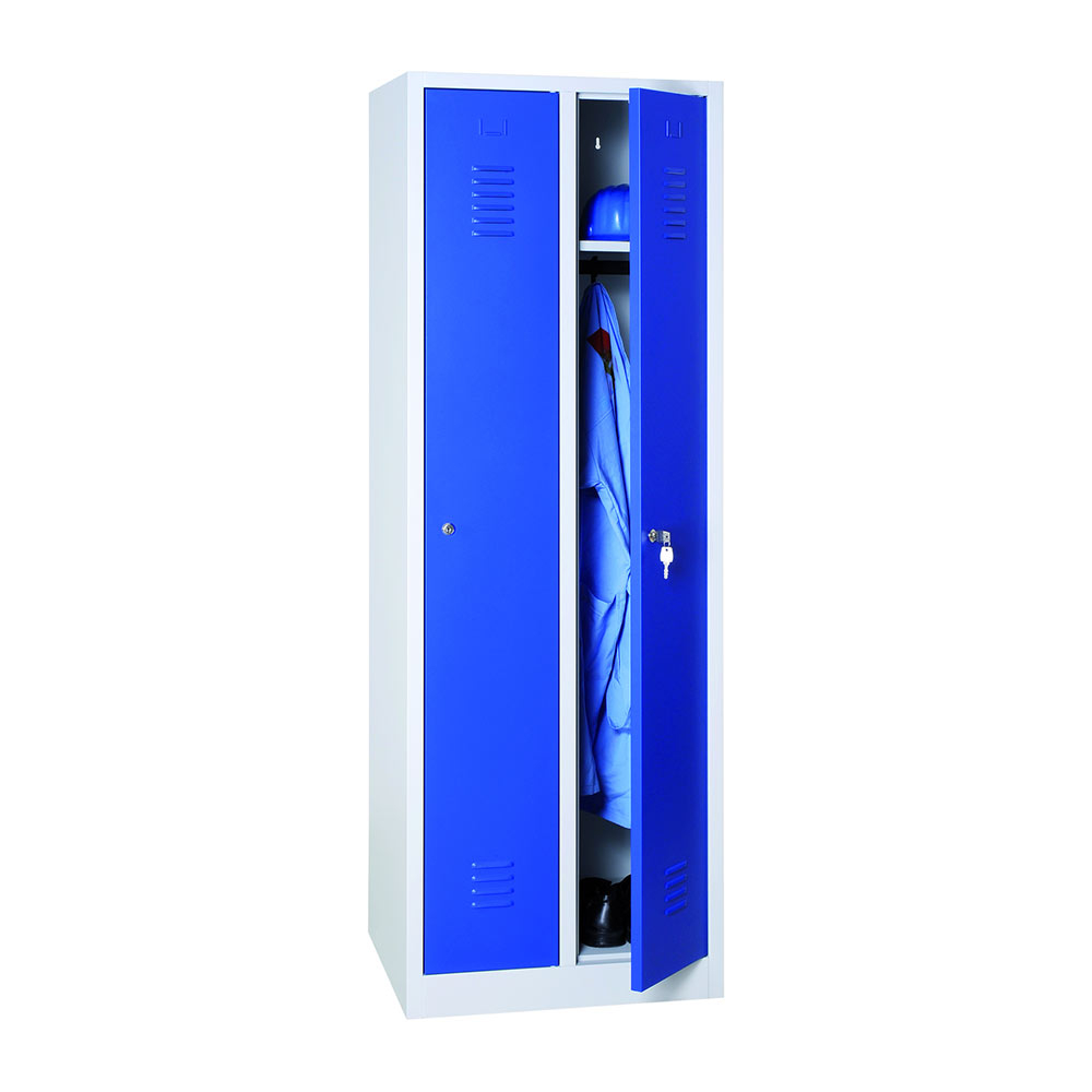Vestiaire industrie Propre 2 cases grises portes bleues - MOBIKA - VE-IP2C-002