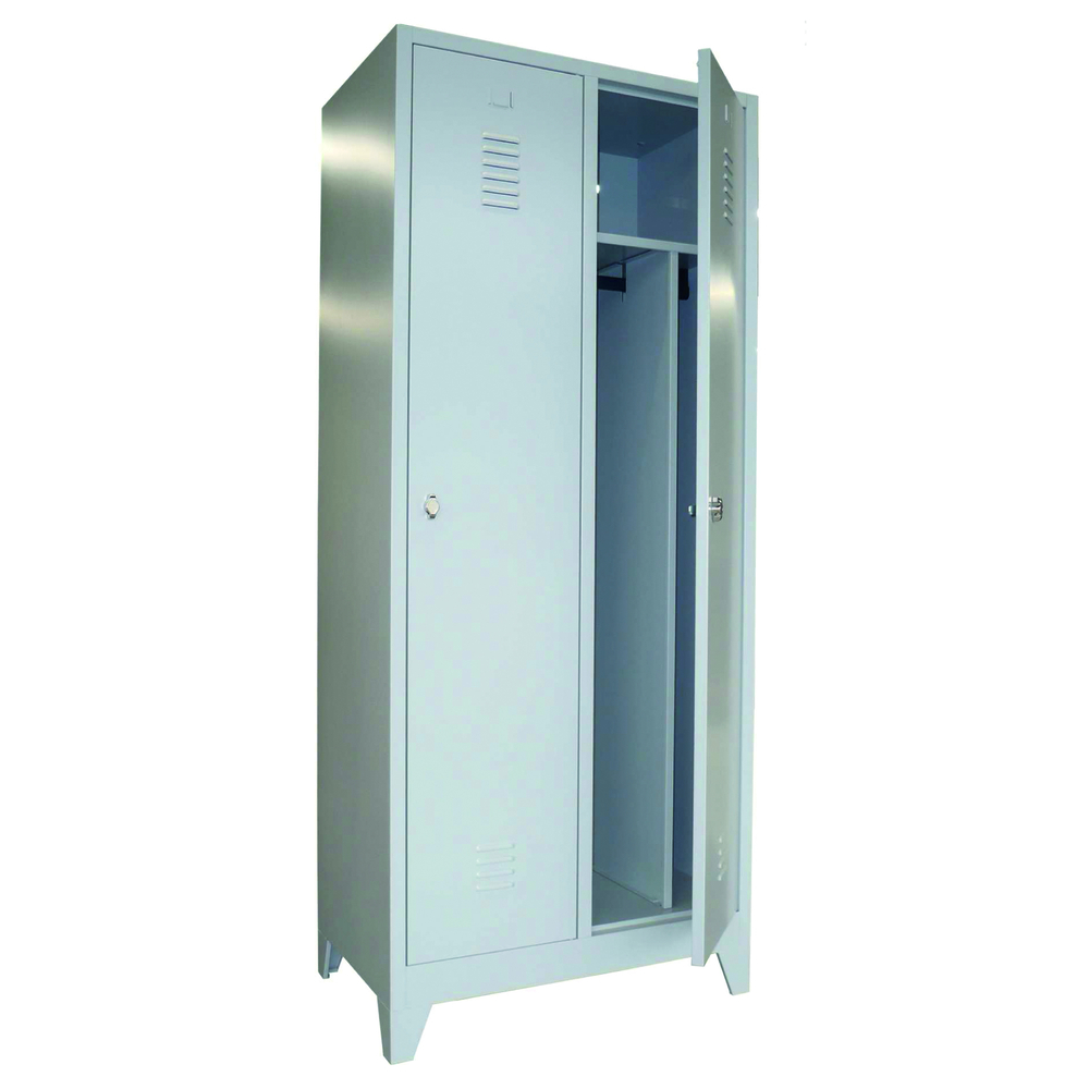 Vestiaire industrie salissant 2 cases grises avec pieds - MOBIKA - VE-IS2C-003